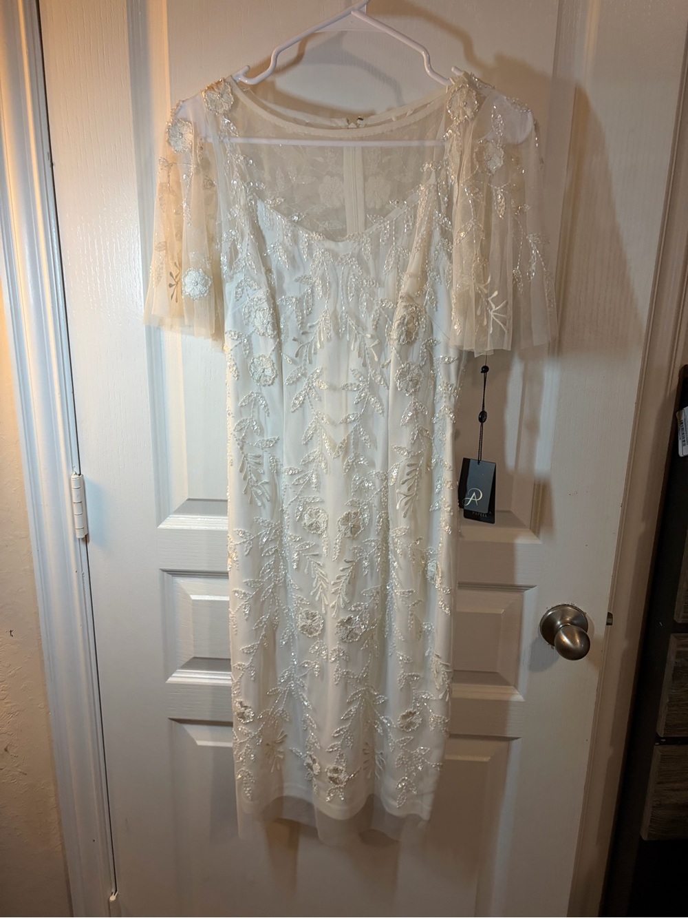 Adrianna Papell Ivory Beaded Midi Dress